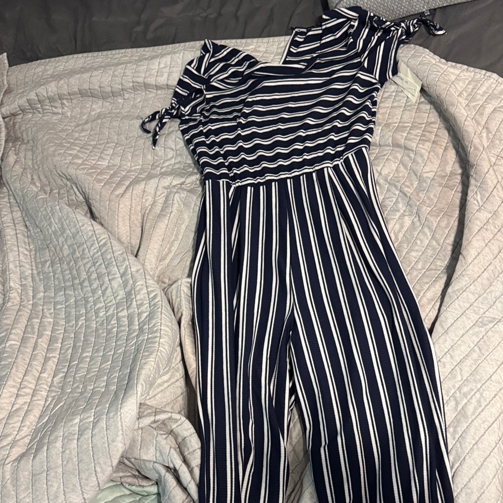 Michele Girls Navy and White Striped Garment